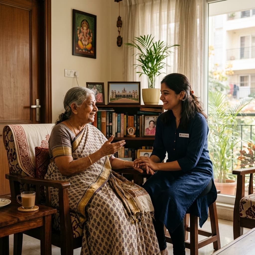 Caregiving with elderly senior in Bangalore
